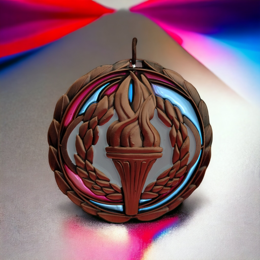 Torch medal with resin