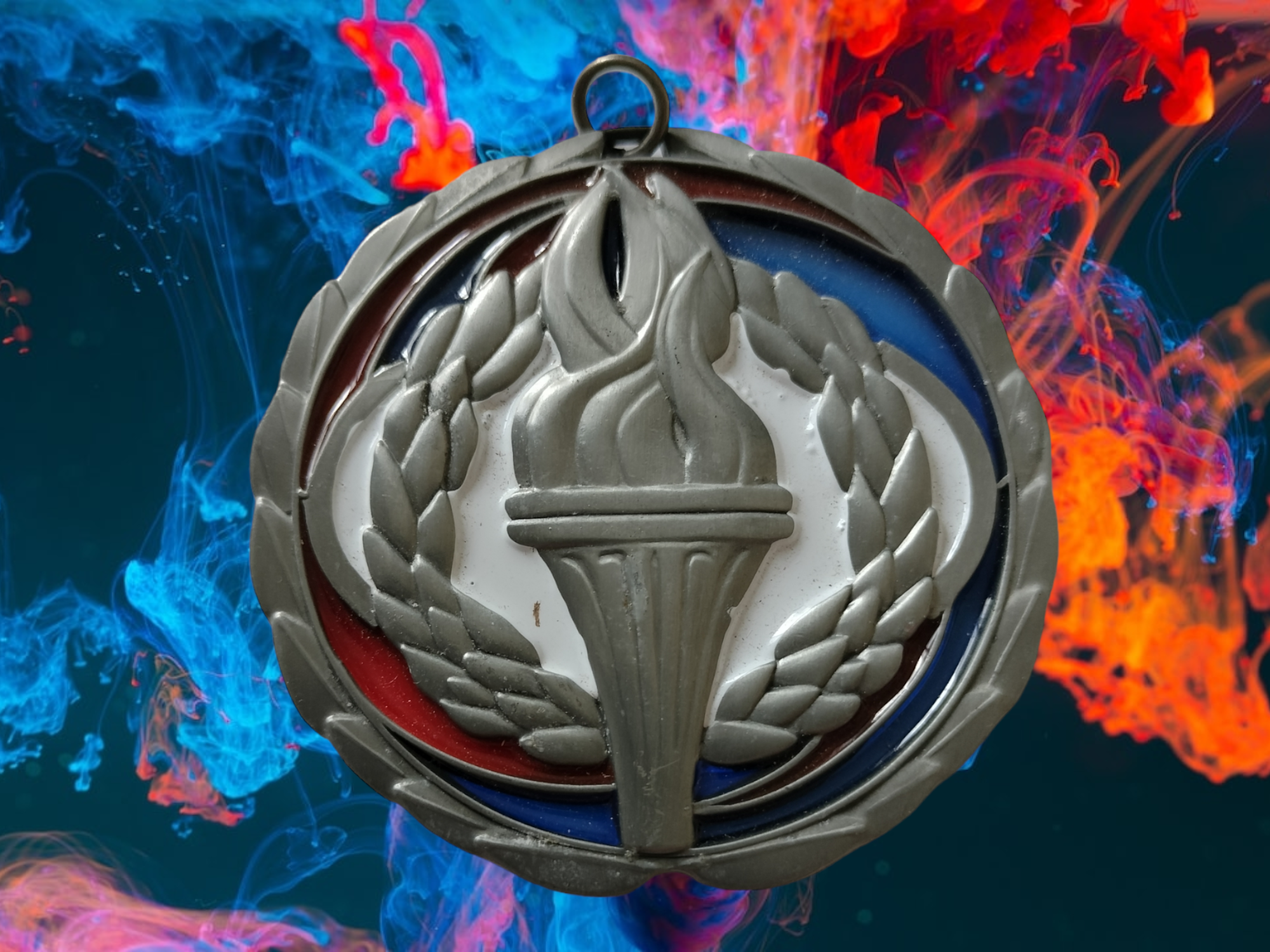 Torch medal with resin