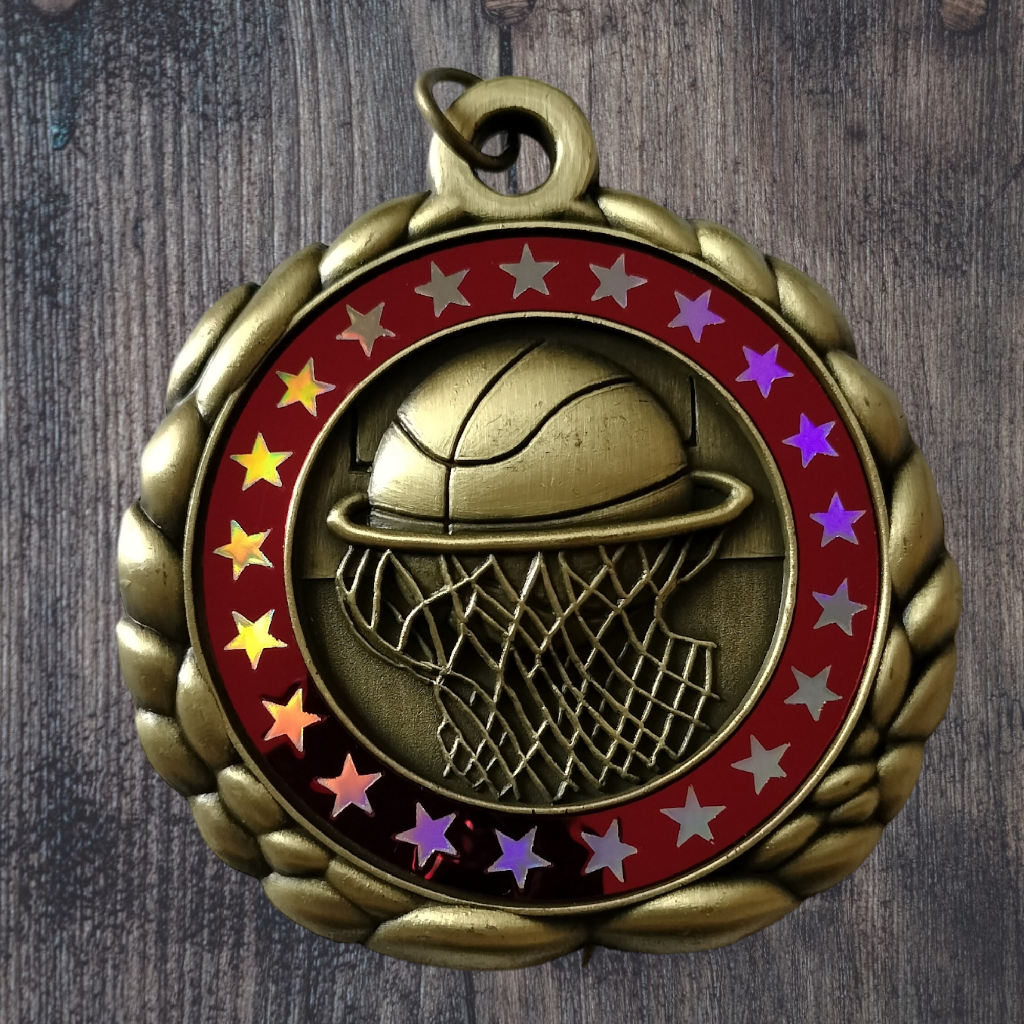 Basketball medal with start border