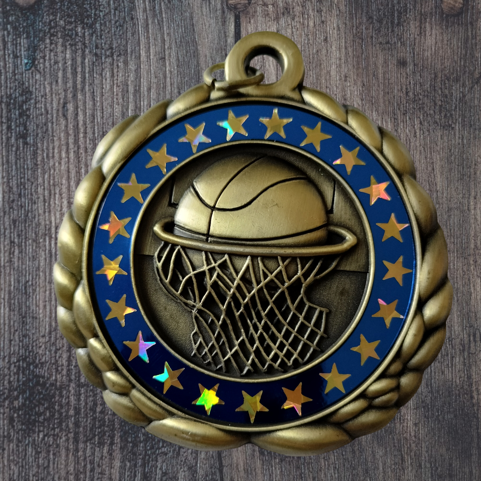 Basketball medal with start border