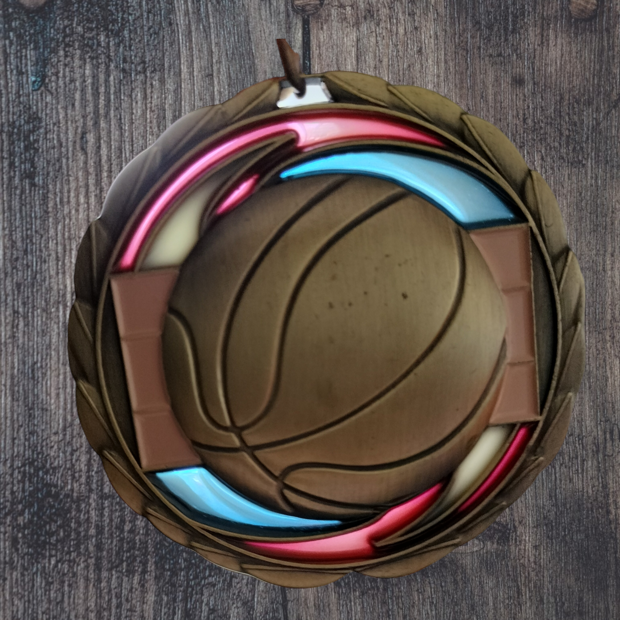 Basketball medal with resin