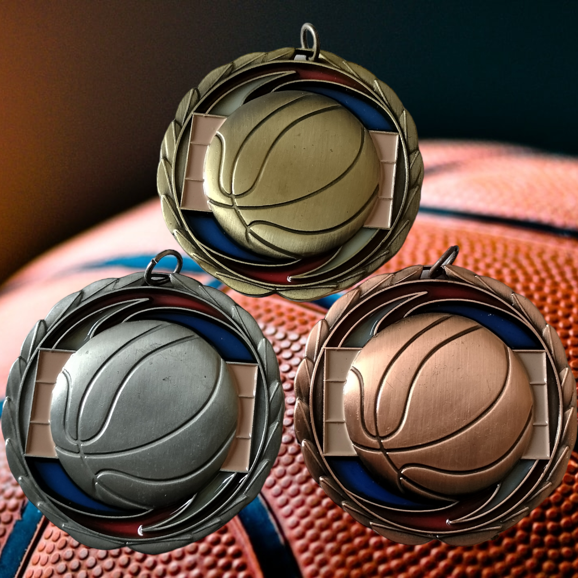 Basketball medal with resin