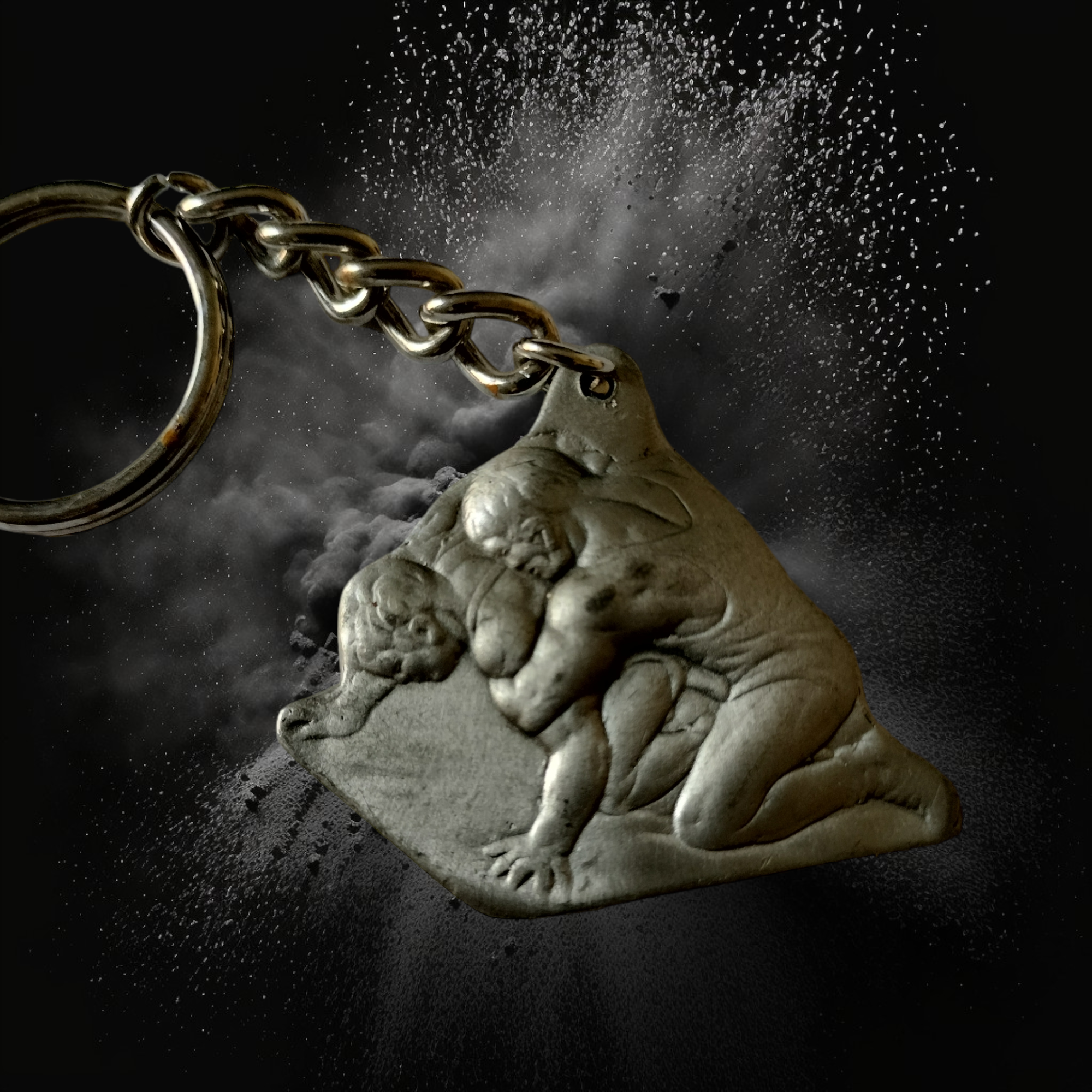 wrestling keychain pewter