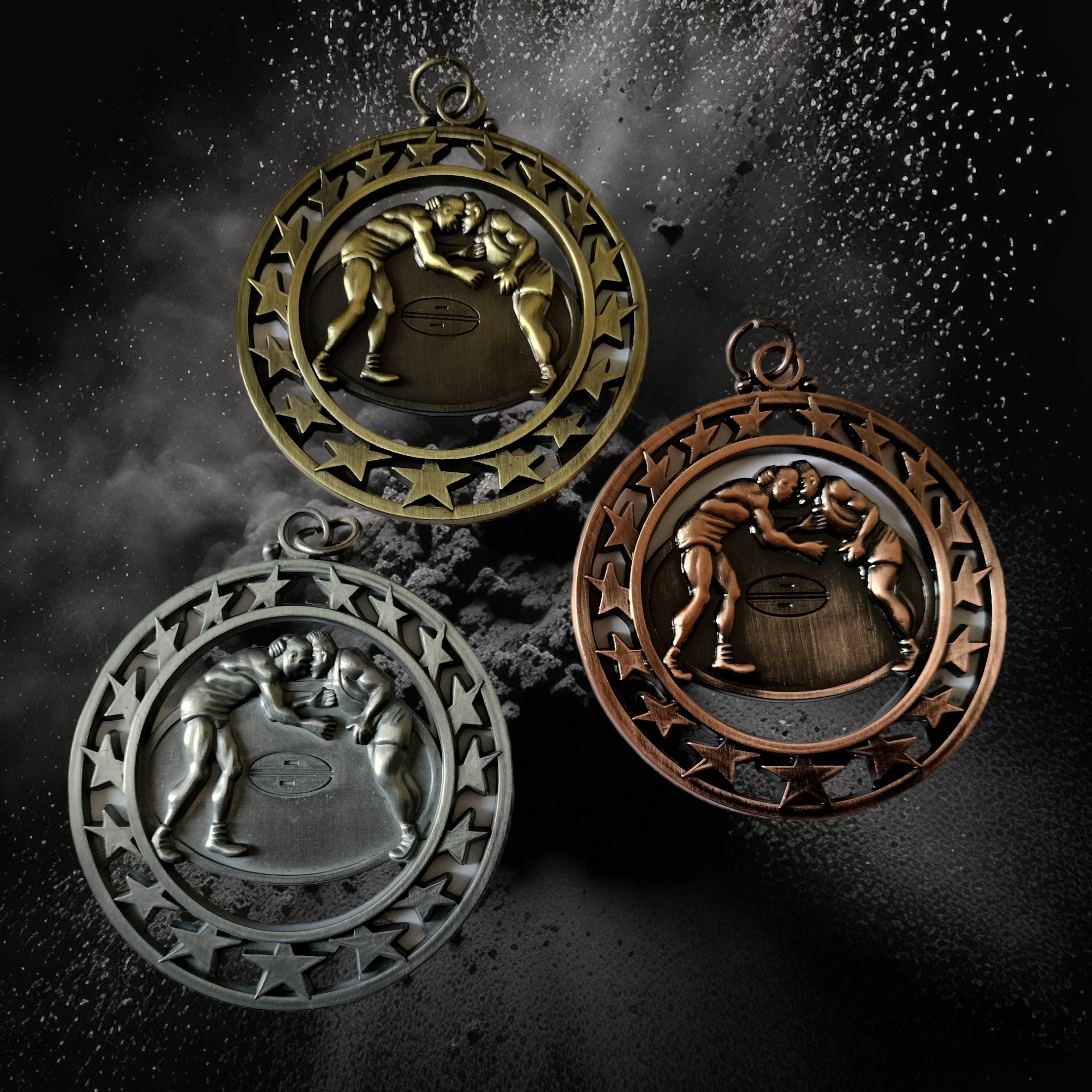 Wrestling cutout with stars