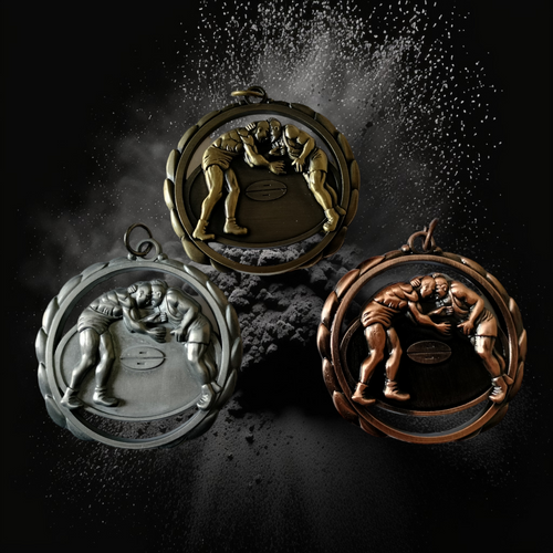 Wrestling cutout medal