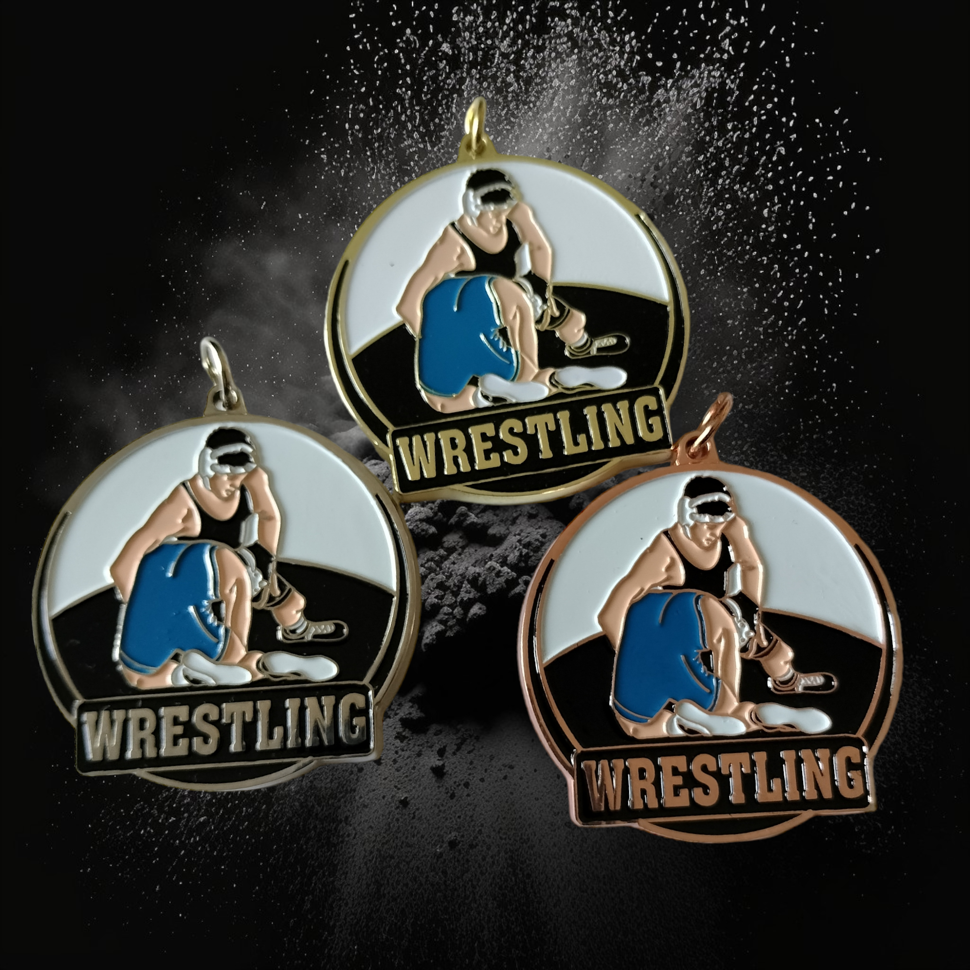 Wrestling medal colored