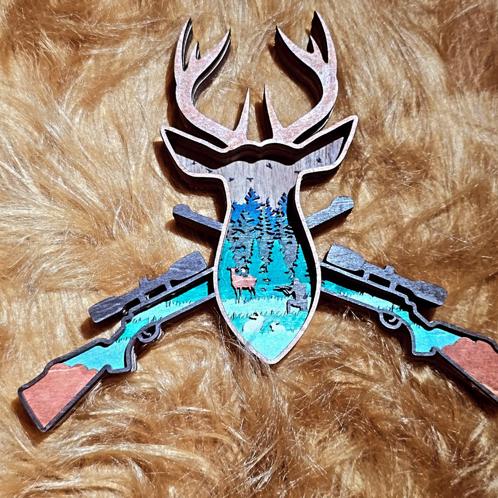 Layered Hunting Scene Magnet